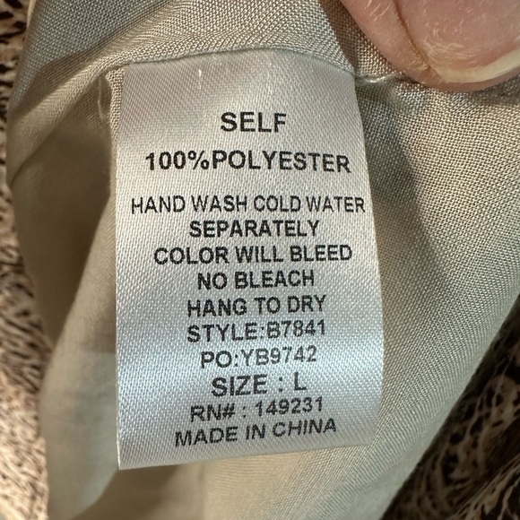 Kori Women's Surplice Tan Satiny Dress Large NWT - Picture 8 of 9